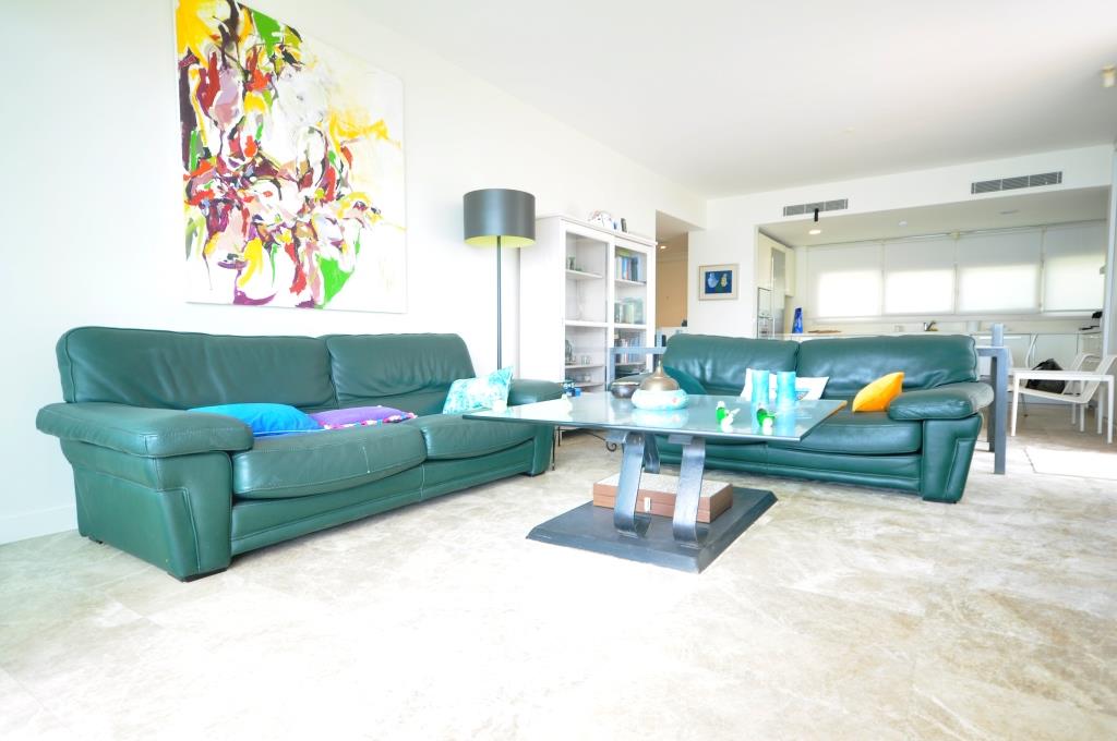 Bodrum'da geniş modern oturma odası ve salon